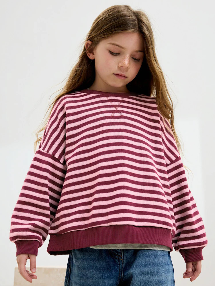 Pink/Plum Oversized Cosy Rib Sweatshirt (3-16yrs) | Next US