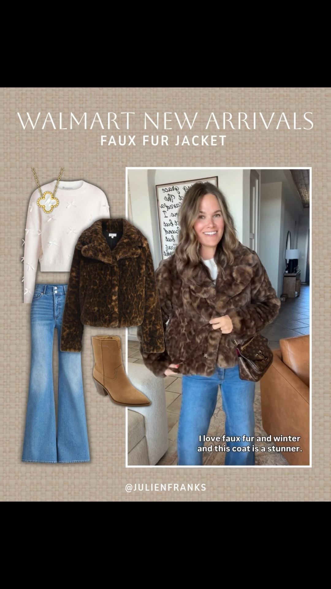 The coziest faux fur jacket from Walmart! 🤎 I love faux fur for winter, and this jacket is so stunning. The perfect layering piece this season!

#walmartfinds #fauxfur #furjacket #leopardprint #denim #widelegjeans #sweaters #winteroutfit #casualoutfit #layeringpiece #closetstaples

#LTKSeasonal #LTKHoliday #LTKFindsUnder50