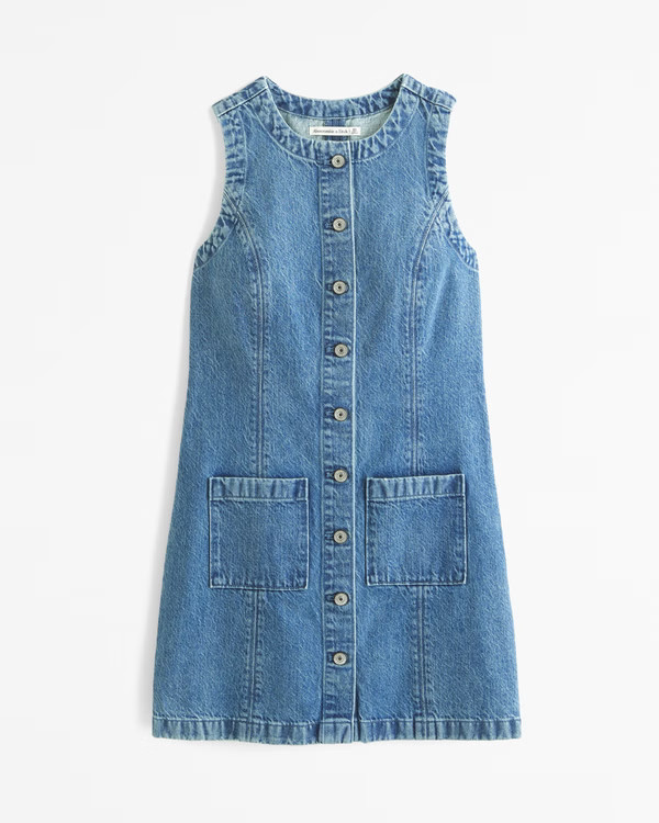 The A&F Mara High-Neck Denim Mini Dress | Abercrombie & Fitch (US)