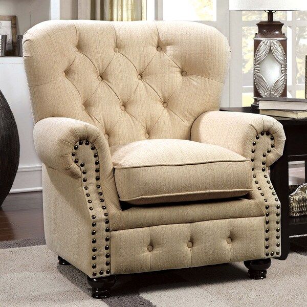 Furniture of America Staffers Traditional Deep Tufted Arm Chair | Bed Bath & Beyond