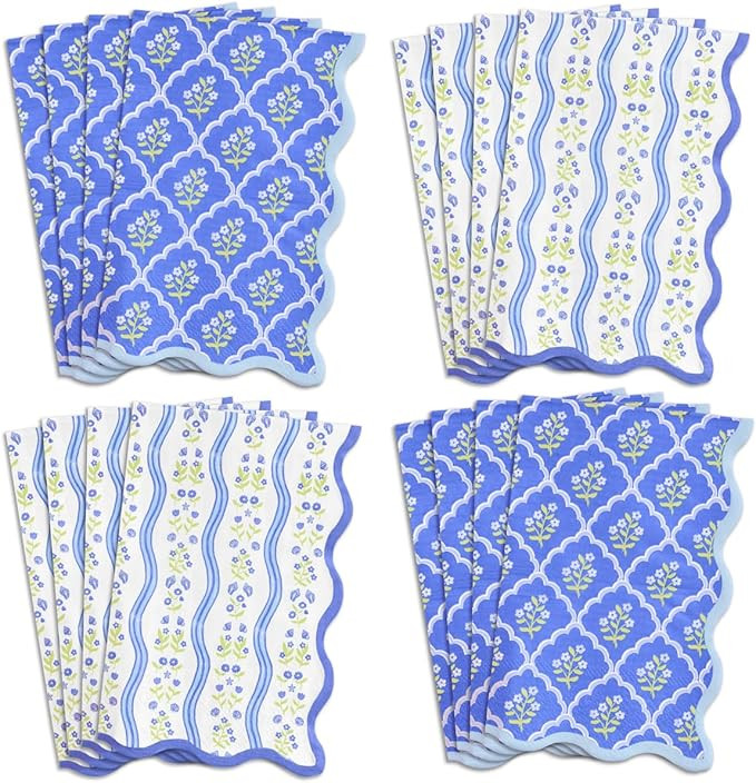 xo, Fetti Coastal Wavy Floral Napkins - 3-ply, 24 pcs | Bachelorette Decorations, Birthday Suppli... | Amazon (US)