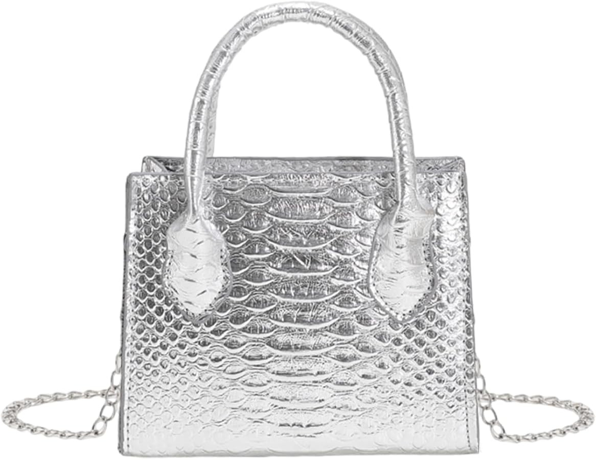 GORGLITTER Women's Small Crossbody Bag Mini Purse Metallic Crocodile Print Double Handle Satchel ... | Amazon (US)