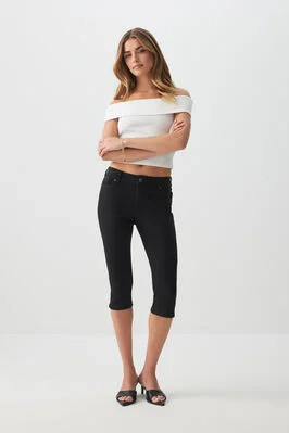 Mid Rise Denim Capris | Ardene