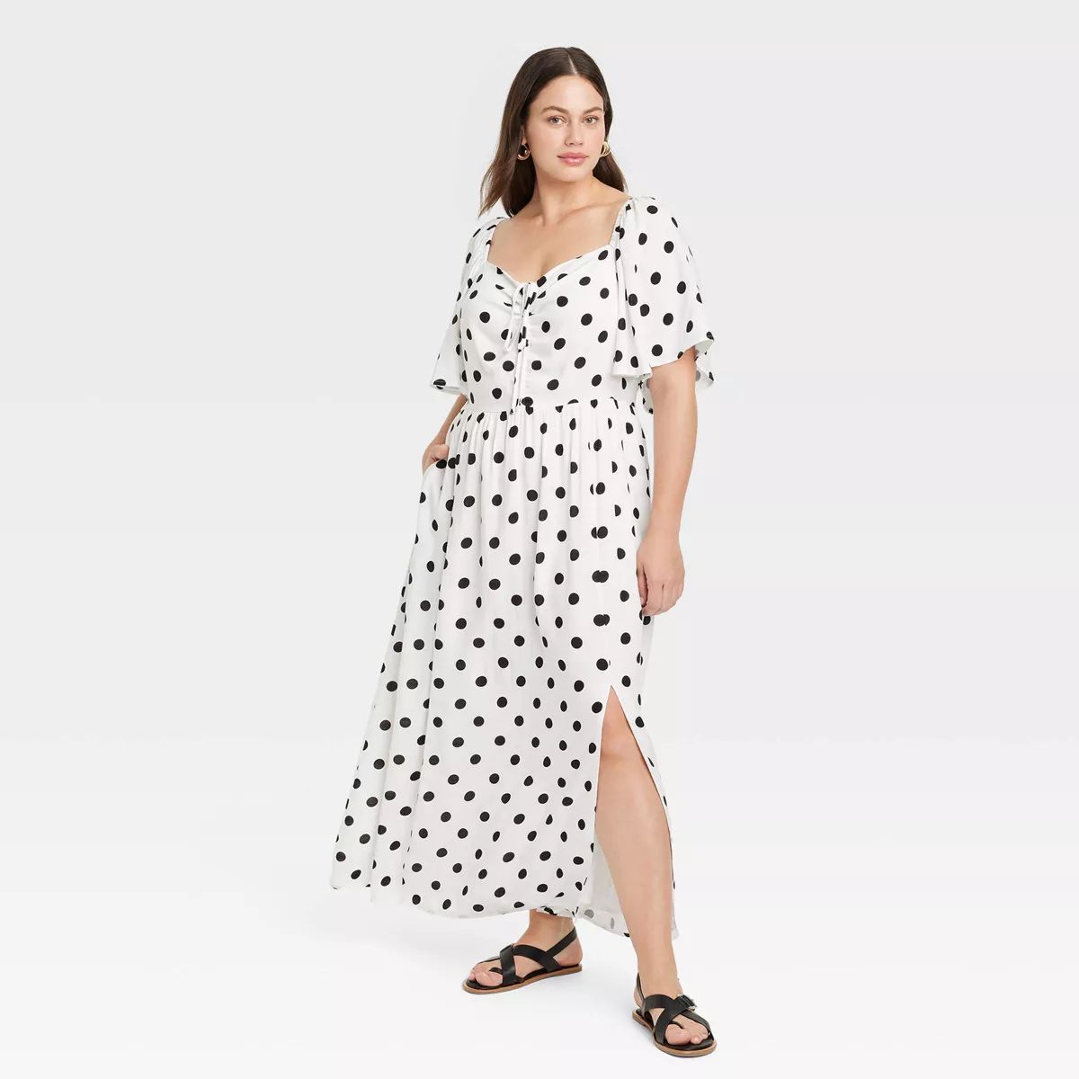 Women's Flutter Short Sleeve Maxi A-Line Dress - Ava & Viv™ | Target