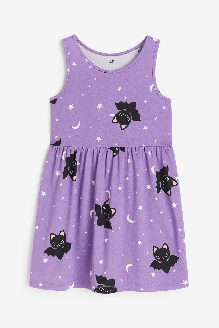 Patterned Jersey Dress - Purple/bats - Kids | H&M US | H&M (US + CA)