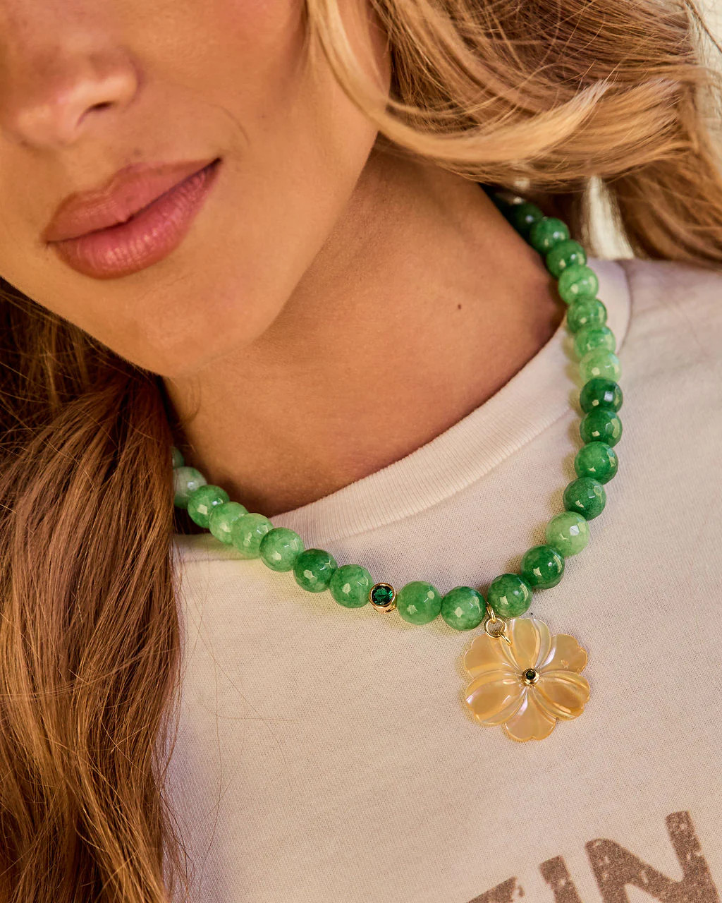 Rosette Dream Floral Charm Beaded Necklace | VICI