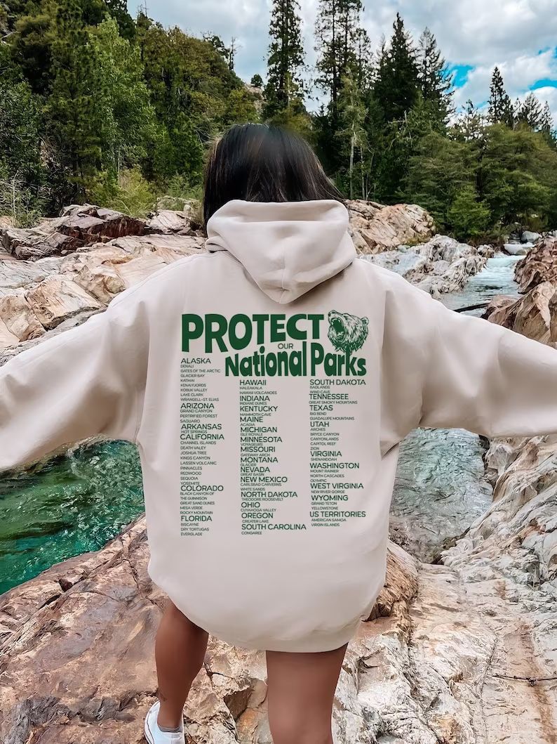 62 National Parks Hoodie, Hipster Aesthetic Hiking Retro Hoodie, Granola Girl Aesthetic Sweatshir... | Etsy (US)