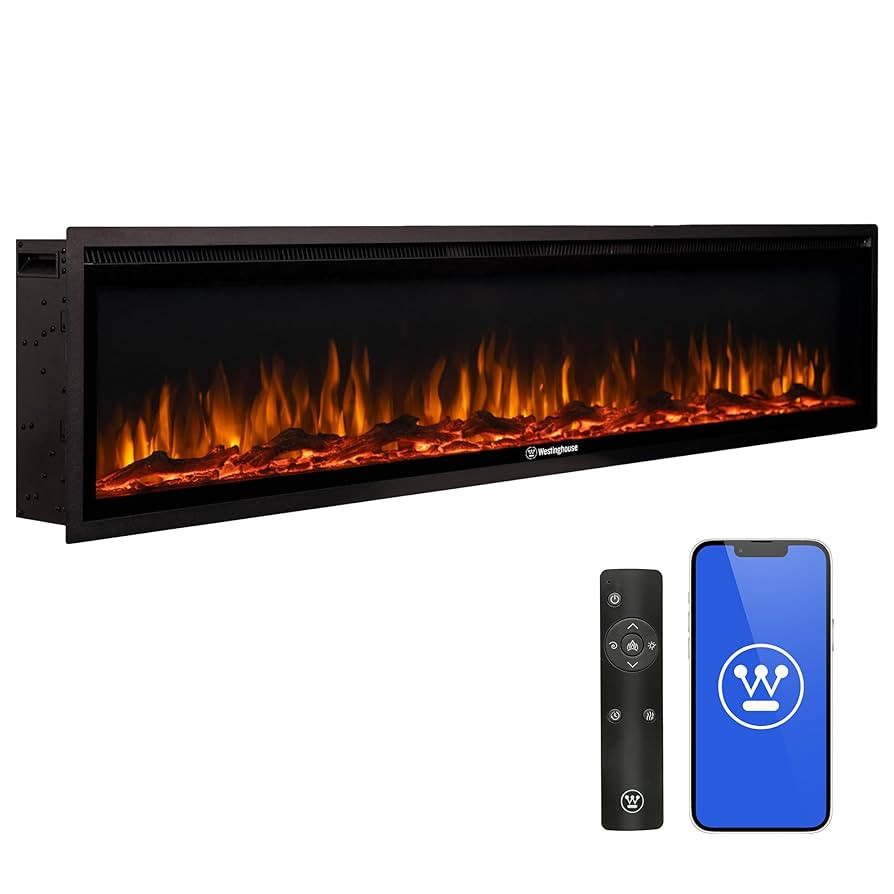 Westinghouse 74 Inch Electric Fireplace Heater, Compatible with Alexa & Google Home, Wall Mount o... | Amazon (US)