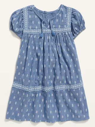 Puff-Sleeve Matching Print Swing Dress for Toddler Girls | Old Navy (US)