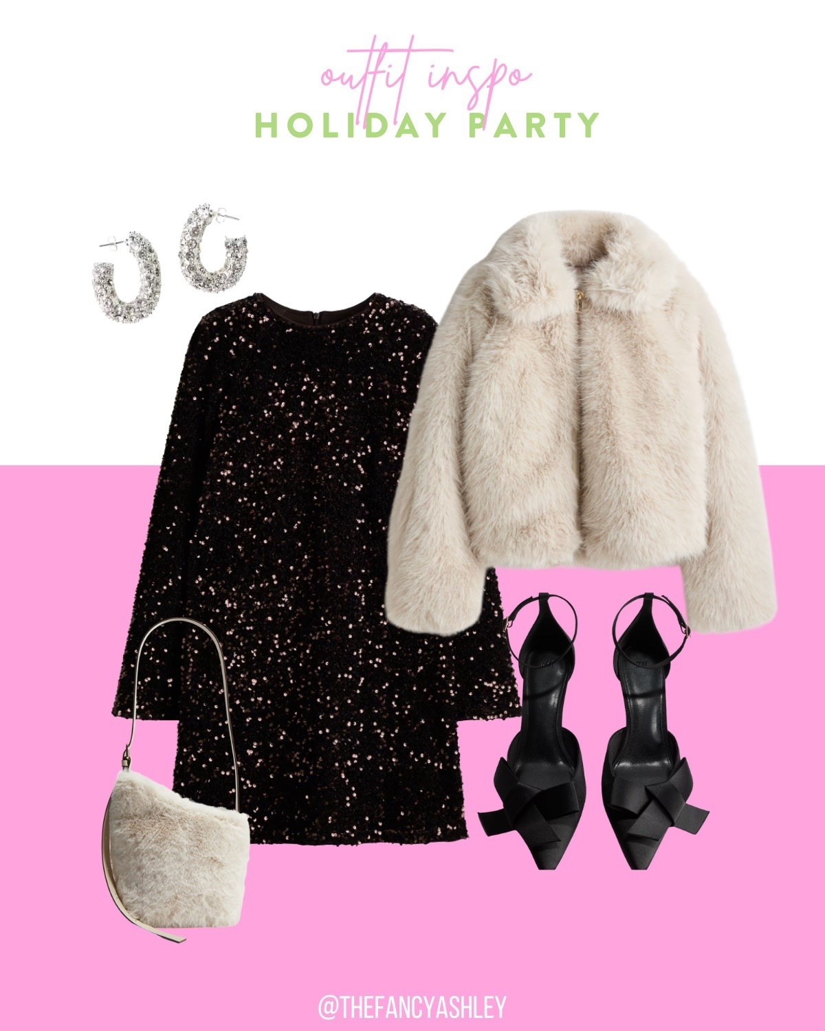 Outfit inspo - holiday party! Love this H&M holiday party look - obsessed with a good sequin and faux fur jacket situation! #HolidayParty #SequinDress #FauxFurJacket #PartyOutfit #HolidayOutfit #PartyLook #ChristmasParty 

#LTKHoliday #LTKootd #LTKFindsUnder50