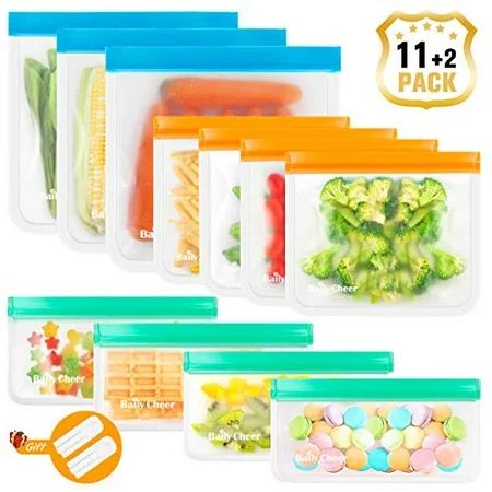Reusable Storage Bags, 11 Pack EXTRA THICK Reusable Food Storage Bags (3 Reusable Gallon Bags + 4 Re | Walmart (US)