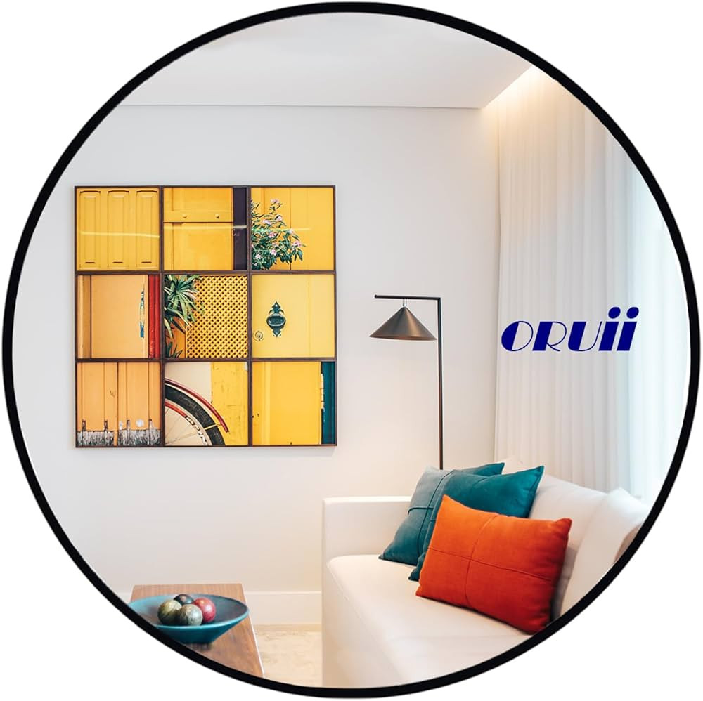 Round Mirror 30 inch, Black Round Mirror, Large Circle Mirror Metal Frame, Black Circle Wall Mirr... | Amazon (US)