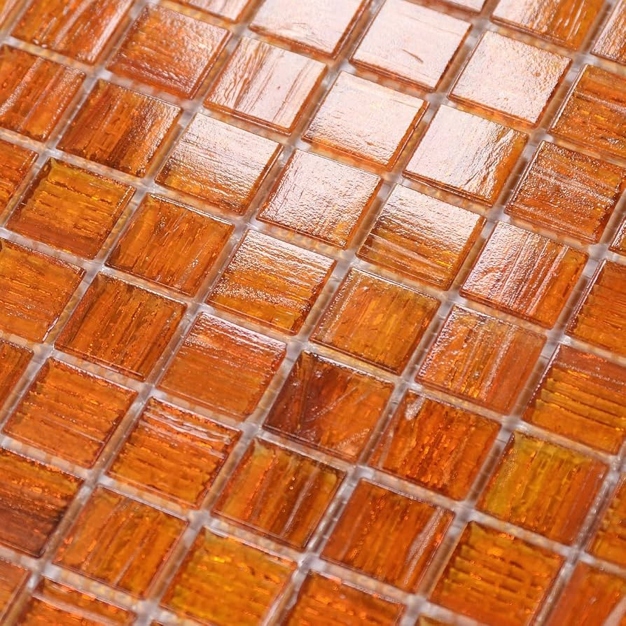 11.5 sq.ft Orange Glass Mosaic Tile for Bathroom, Pool, Kitchen Backsplash | Amazon (US)