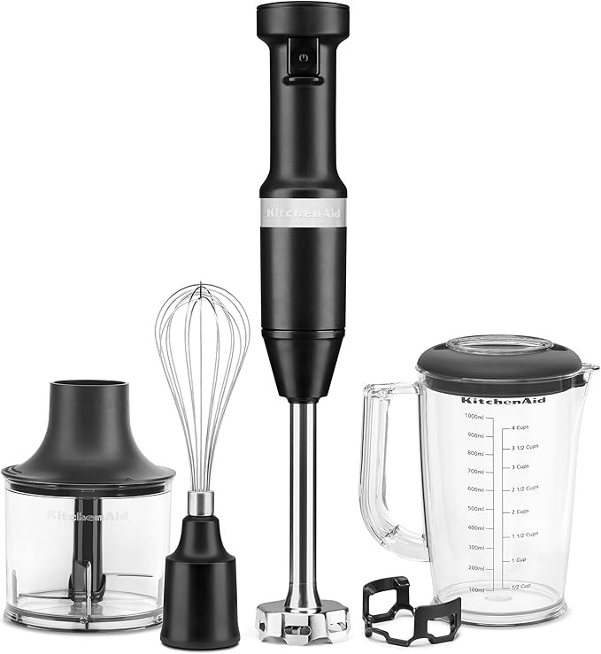 KitchenAid Variable Speed Corded Hand Blender with Accessories, Black Matte, KHBV83BM | Amazon (US)