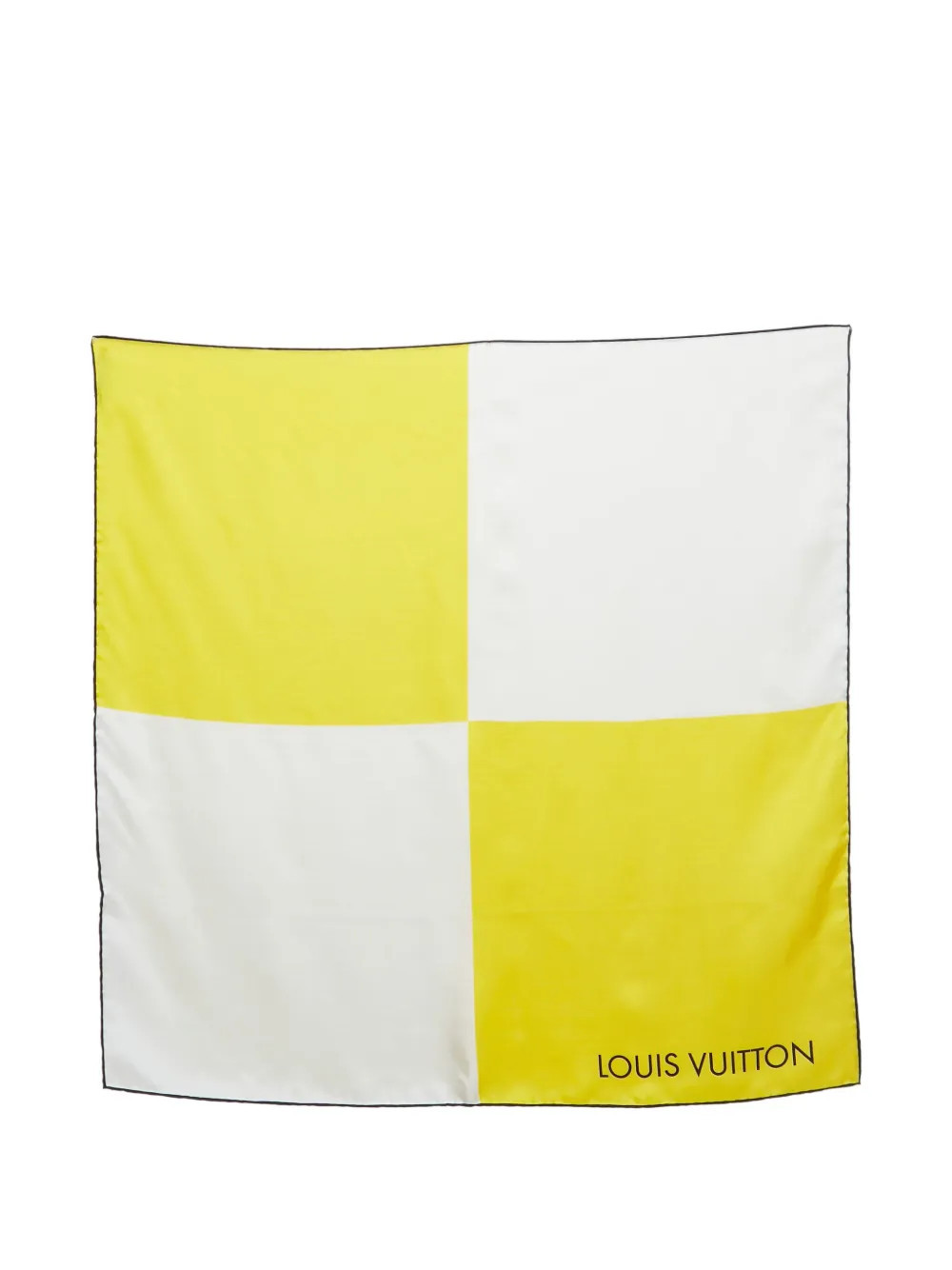 Louis Vuitton Pre-Owned checkered silk scarf - Yellow | Farfetch Global