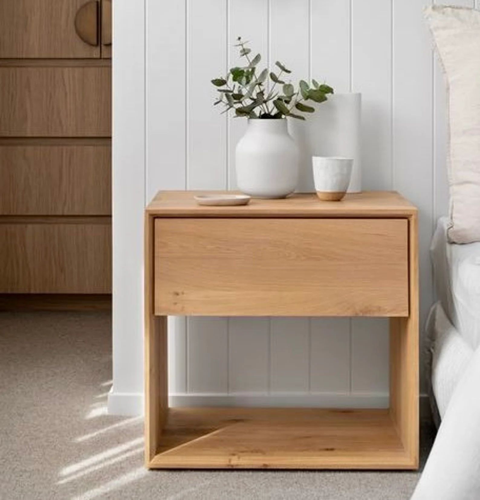Modern Oak Bedside Drawer Nightstand With Drawer Oak Bedside for Bedroom Handmade Bedside Table -... | Etsy (US)