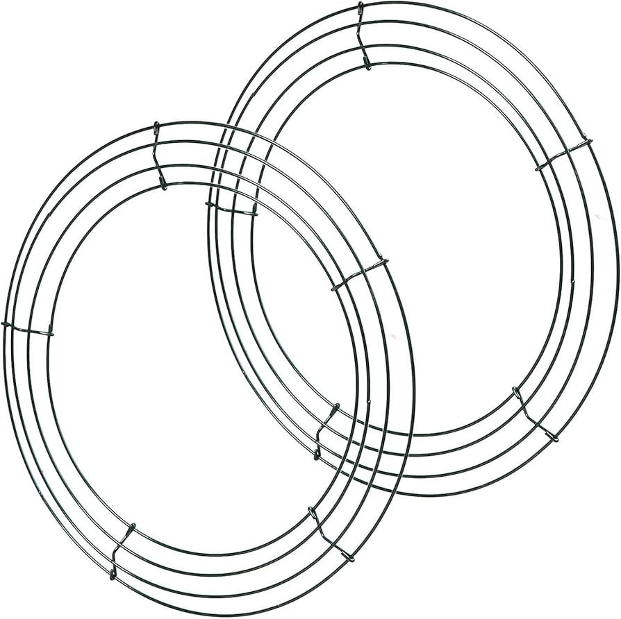 ZUDAY 2 Pieces 14 inch Metal Wire Wreath Form Frame Dark Green Ring for Fall Festival and Hallowe... | Amazon (US)