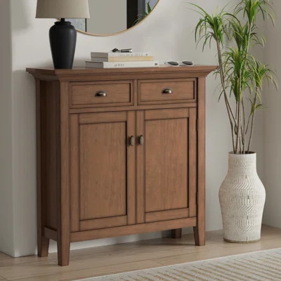 Redmond 36"W Solid Wood Transitional Entryway Storage Cabinet with Drawers and Antique Brass Hardware | Wayfair North America
