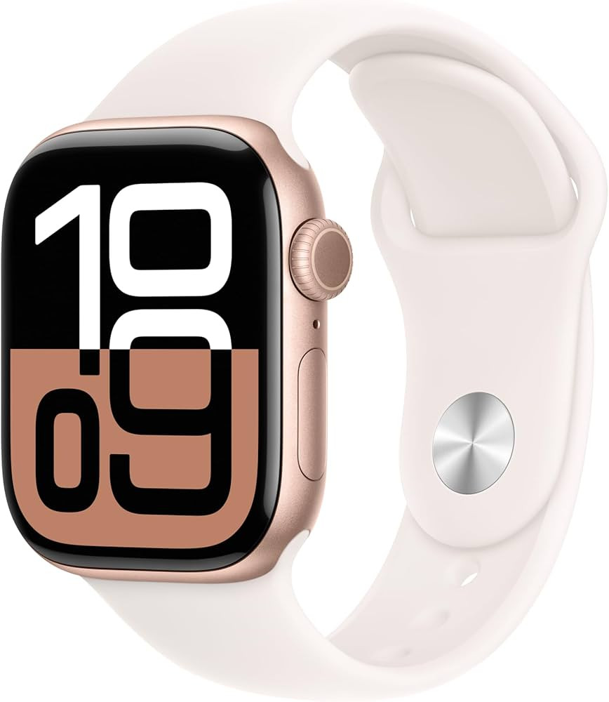 Apple Watch Series 10 [GPS 42mm case] Smartwatch with Rose Gold Aluminium Case with Light Blush S... | Amazon (US)
