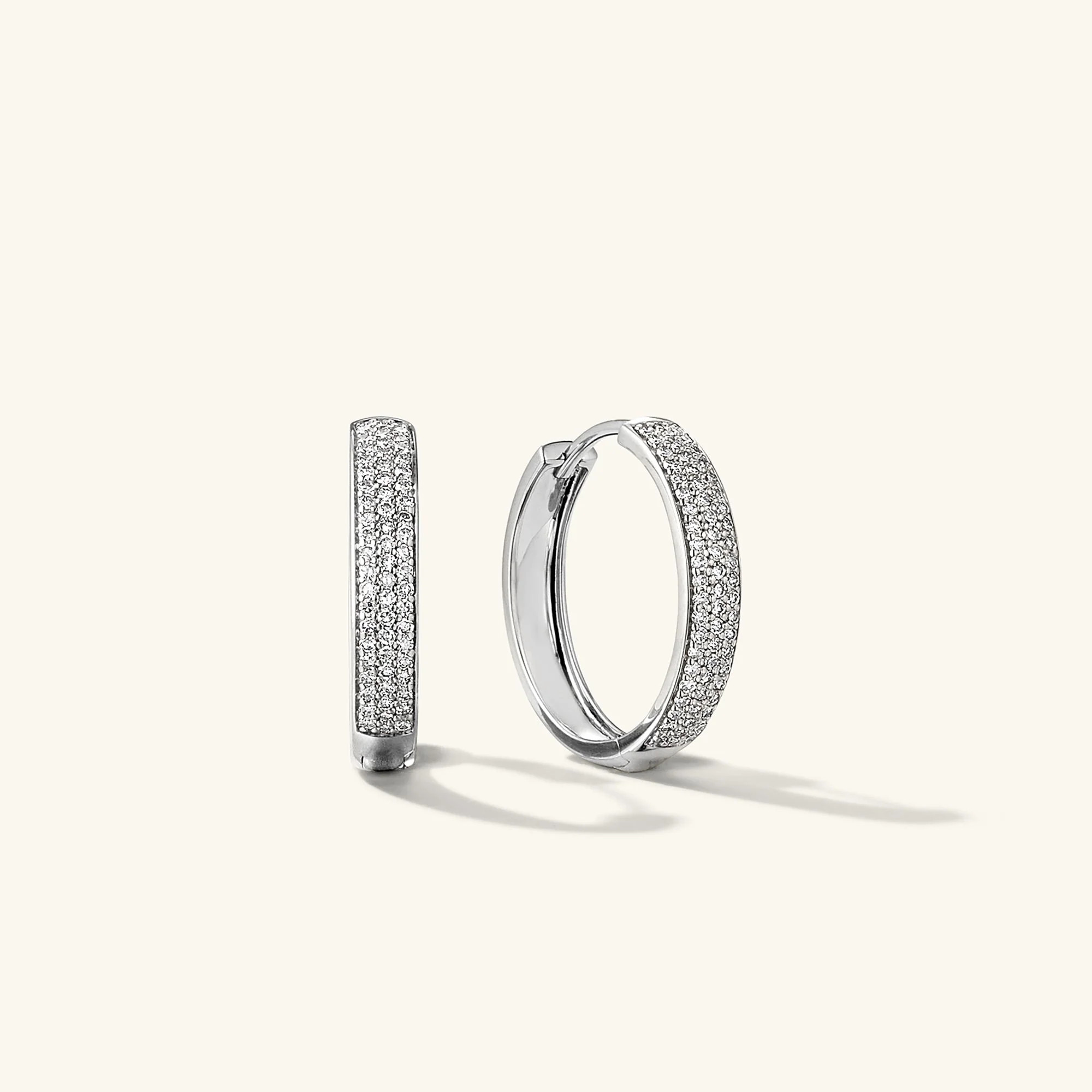 Bold Pavé Diamond Medium Hoops | Mejuri Fine Crew