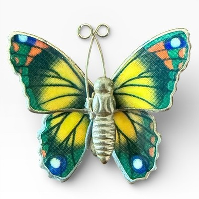 Vintage Ronette Butterfly Brooch Goldtone Green Yellow Enamel USA | eBay US