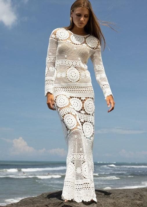 Miss June White Max Crochet Dress Birkin | outdazl