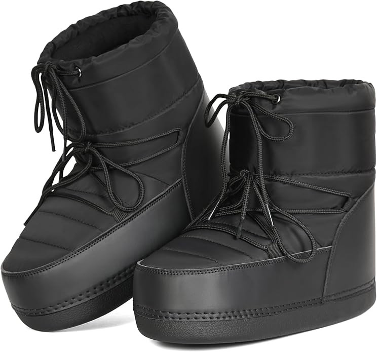 Womens Winter Snow Boots Anti-Slip Ankle Booties with Warm Lining Lace-up Outdoor Shoes | Amazon (US)