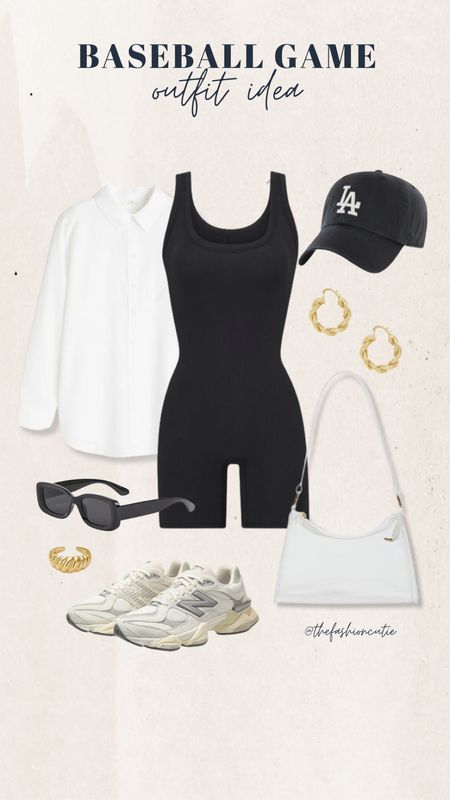 Baseball game outfit you’ll actually wear. I love this romper with a white button up tee, dad sneakers, and trendy accessories to complete the look.

#LTKshoecrush #LTKfindsunder100 #LTKstyletip