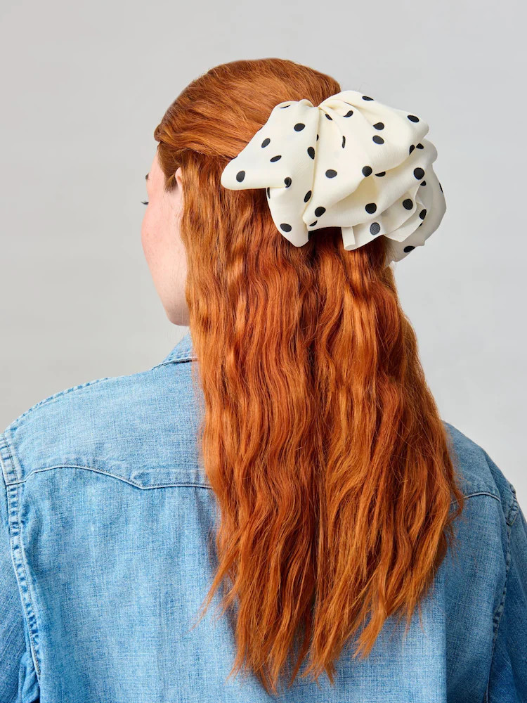 Buy Aela Floppy White Polka Dot Hair Bow from Next Australia | Next AU
