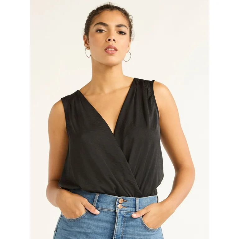 Sofia Jeans Women's Sleeveless Crossover Bodysuit, Sizes XS-XXXL | Walmart (US)
