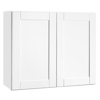 Shaker 36 in. W x 12 in. D x 30 in. H Assembled Wall Kitchen Cabinet in Satin White | The Home Depot
