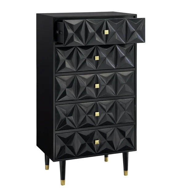 Linon 5-Drawer Geo Texture Chest, Black - Walmart.com | Walmart (US)