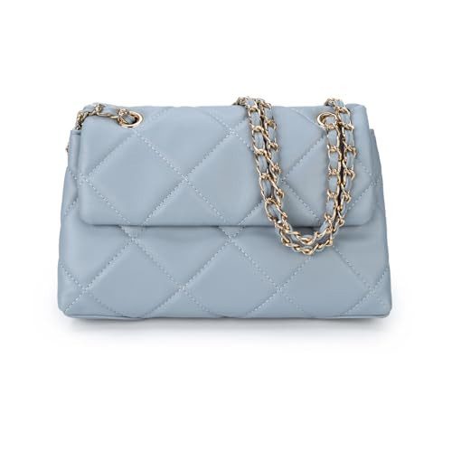 Gladdon Quilted Crossbody Purses for Women Small Ladies Shoulder Bags with Chain Trendy Clutch Purse Cute Designer Bag Blue | Amazon (US)
