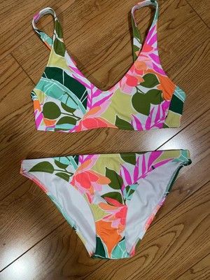 Juniors' Ribbed Bralette Bikini Top - Xhilaration™ Multi Tropical Print | Target
