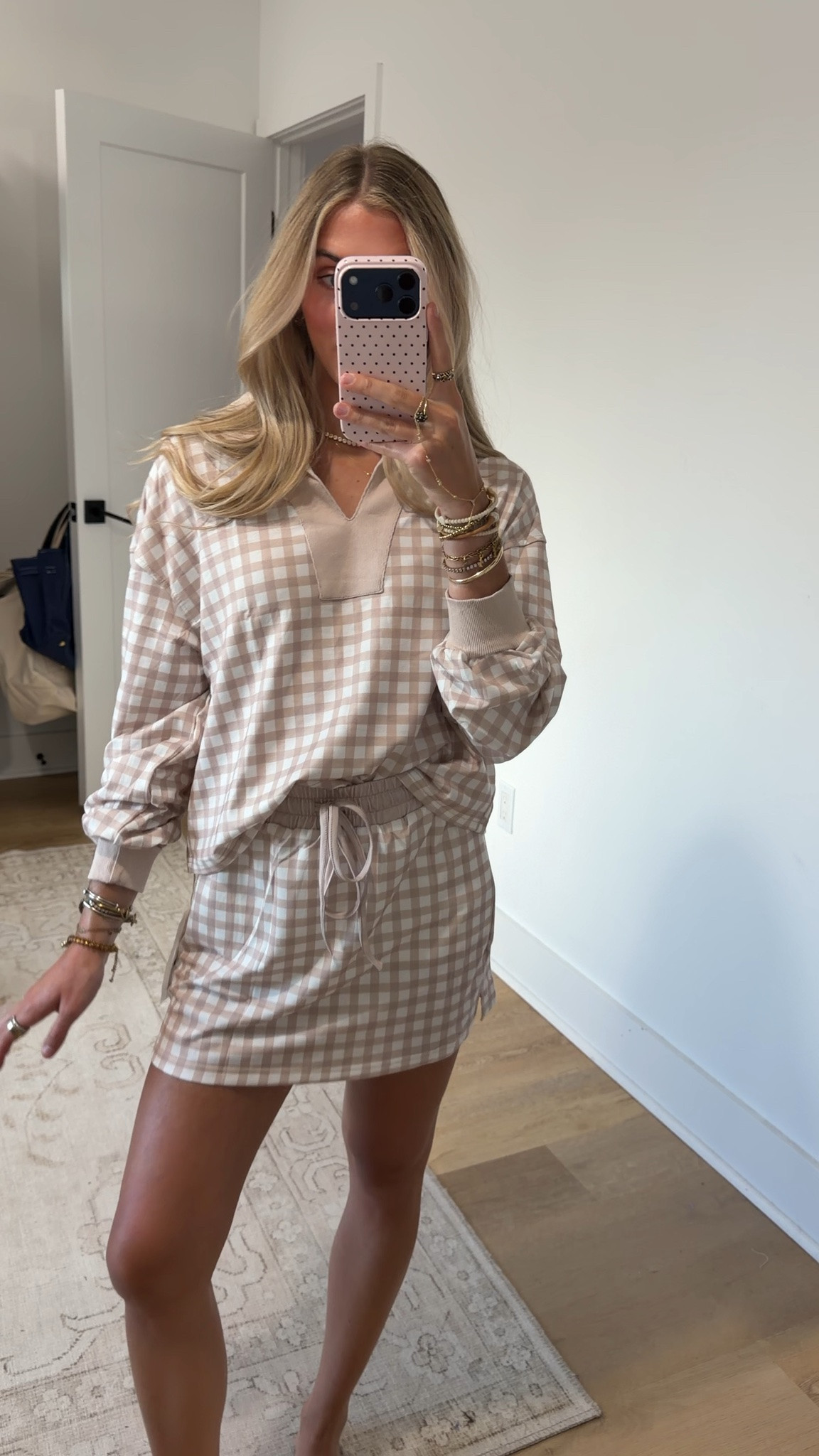 Amazon size small Fisoew Womens Striped 2 Piece Outfits Casual Sweatshirt Skirt Set Long Sleeve Skort Workout Set Matching Lounge Sets