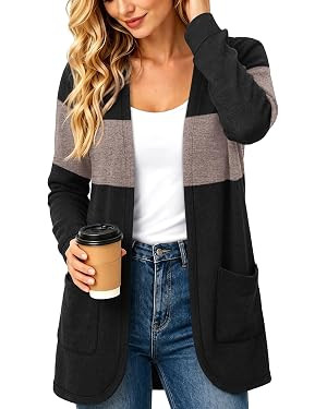 OFEEFAN Womens Cardigan Casual Long Sleeve Shirts Fall Clothes | Amazon (US)