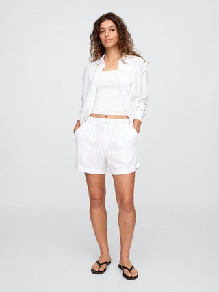 4" Mid Rise Pull-On Linen-Blend Shorts | Gap Factory | Gap Factory