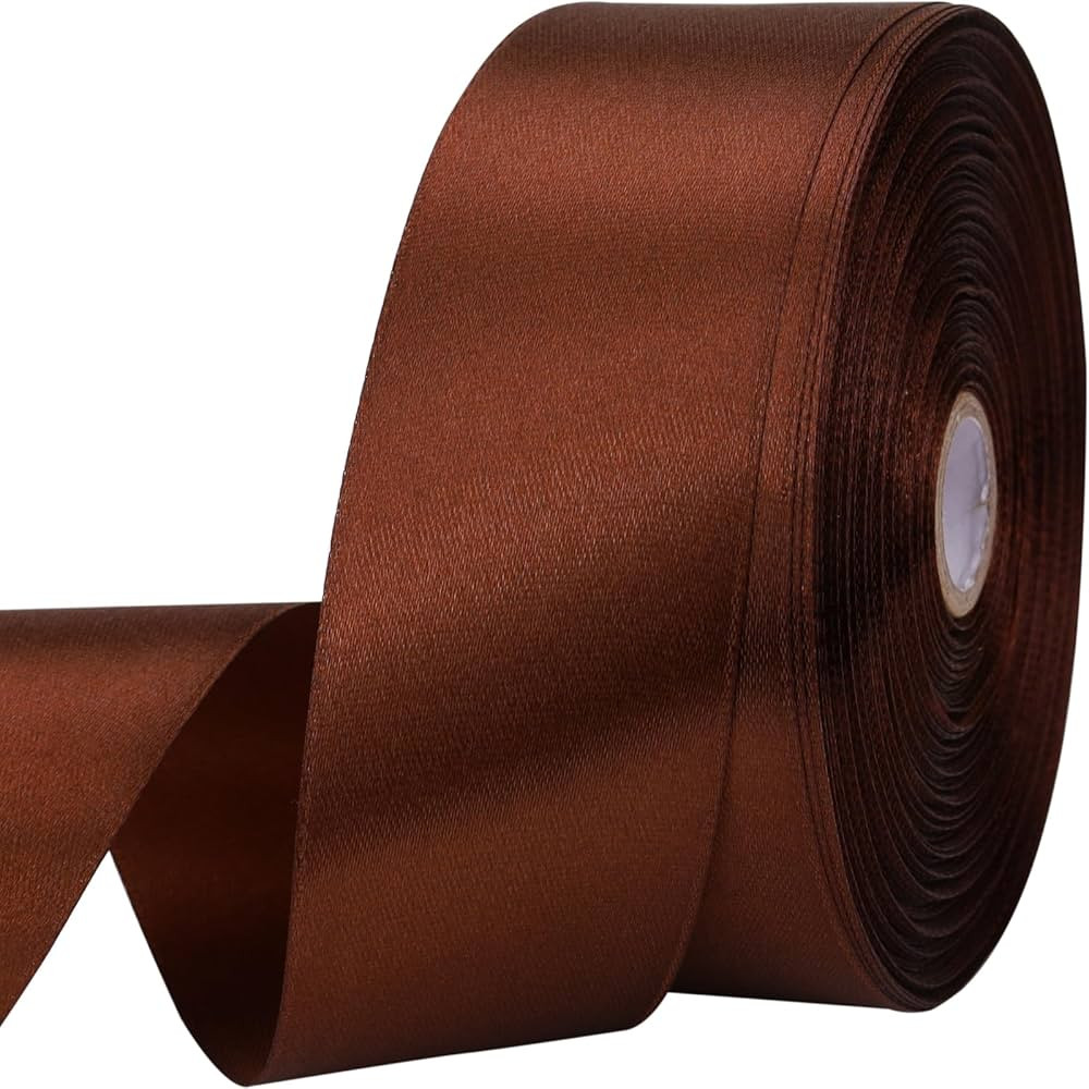 1-1/2 inches 50 Yard Brown Satin Ribbon for Gift Wrapping, Wedding, Crafts, Christmas,Easter, Flo... | Amazon (US)