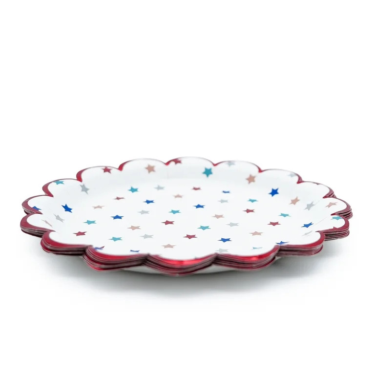 Multicolor Stars Disposable Paper Plates, 7", 8 Count, Patriotic by Way To Celebrate | Walmart (US)