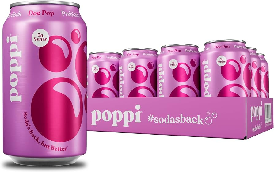 Poppi Prebiotic Soda, Sparkling Water & Fruit Juice, Doc Pop, 12 Oz, 12 Pack | Amazon (US)
