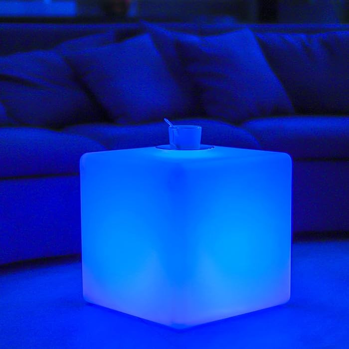 LOFTEK 20-inch LED Lighted Cube Table, Large Cube Chair Light, 16 RGB Colors Glowing Cube Seat w/... | Amazon (US)