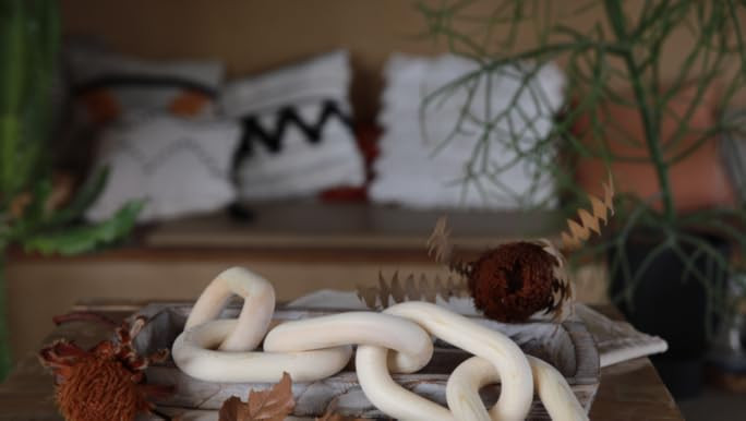 HMASYO Wood Chain Link Decor – 22" Hand Carved 5-Link Wood Knot Decorative Chain Wood Decor, Ru... | Amazon (US)