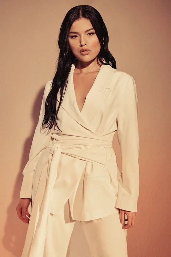 Plus Wrap Tie Detail Blazer | Boohoo.com (US & CA)