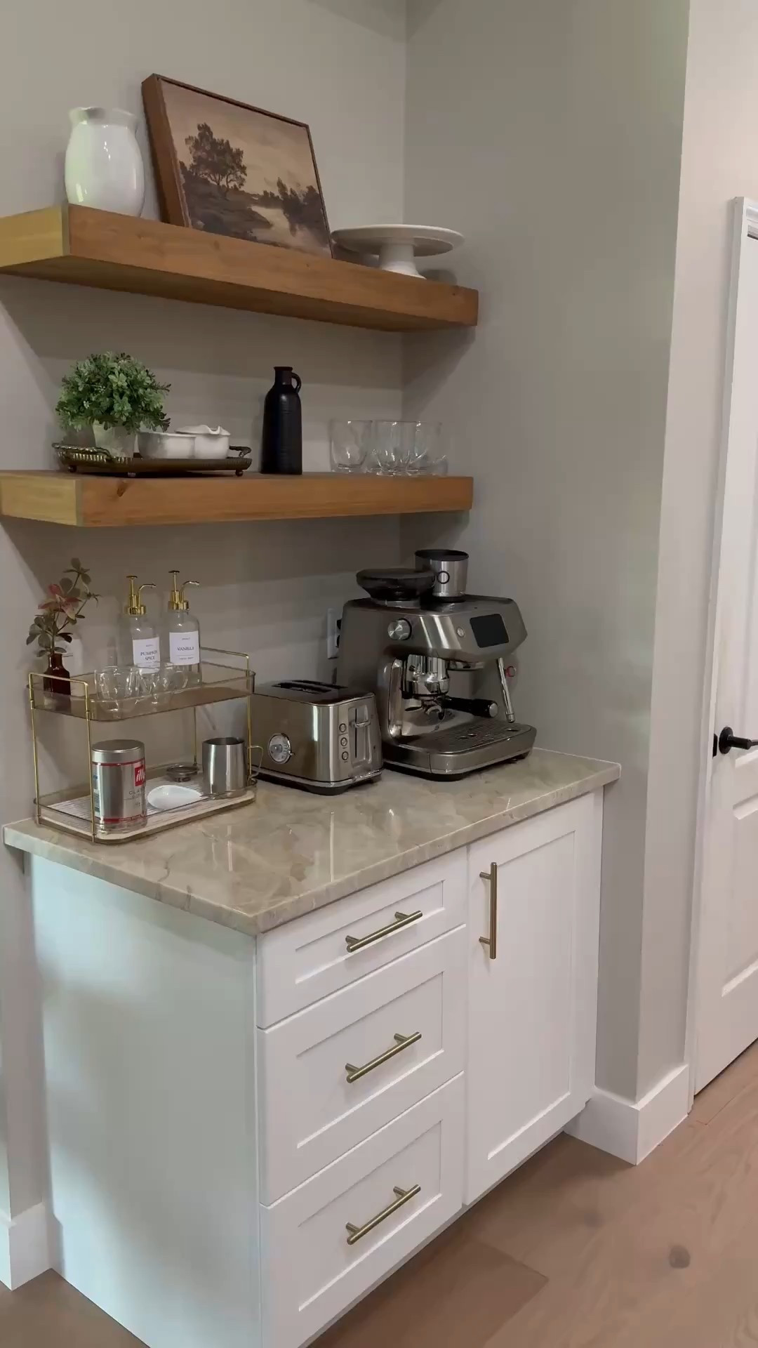 My coffee station makes me happy!  Kitchen decor, coffee bar, coffee decor, espresso machine 

#LTKSeasonal #LTKHome #LTKStyleTip