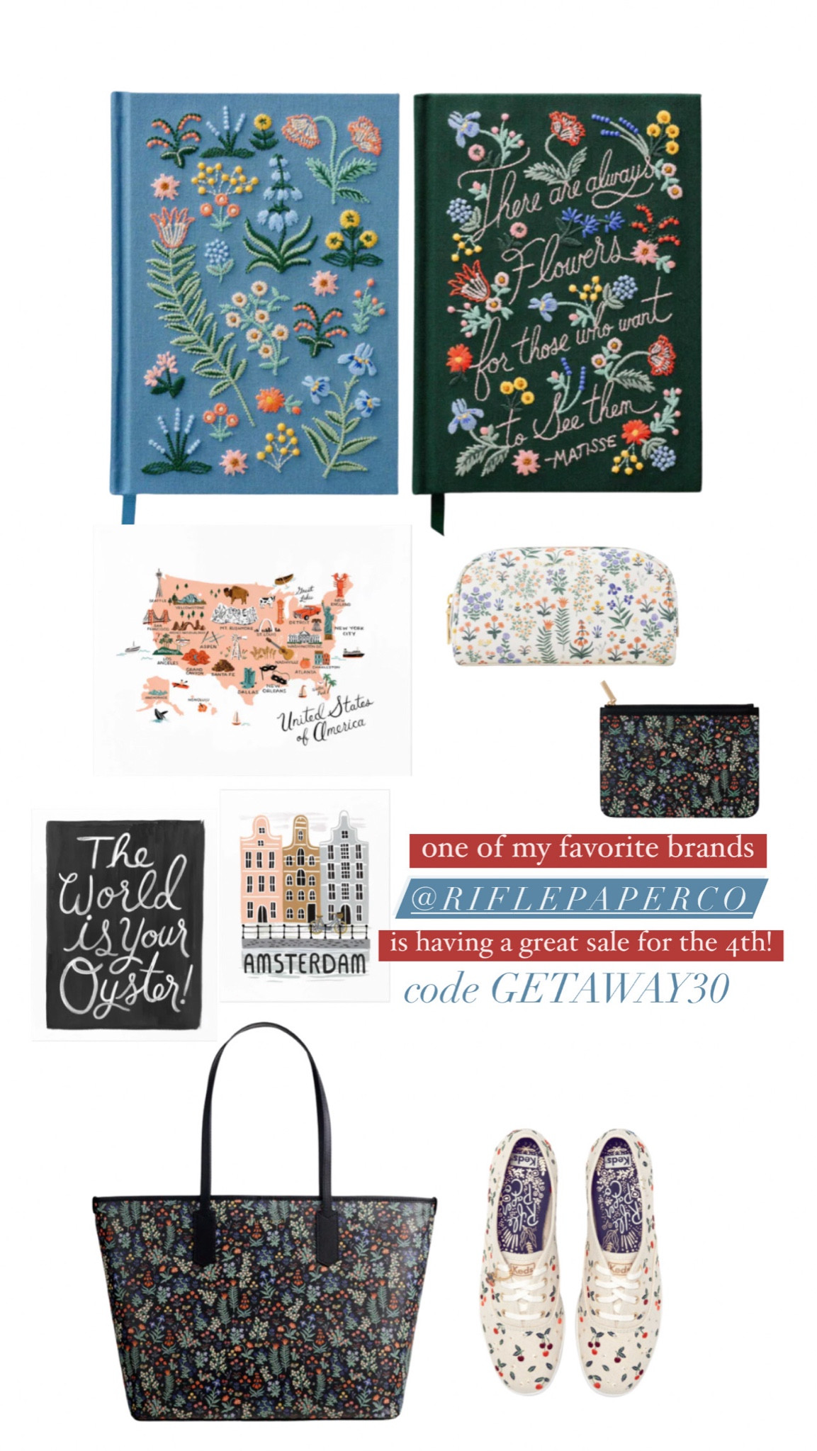 30% off the getaway shop with code GETAWAY30 

I’ve loved Rifle Paper Co for as long as I can remember! Here’s what’s in my cart/what I already own ❤️🍒📝



#LTKSummerSales #LTKSaleAlert #LTKSeasonal