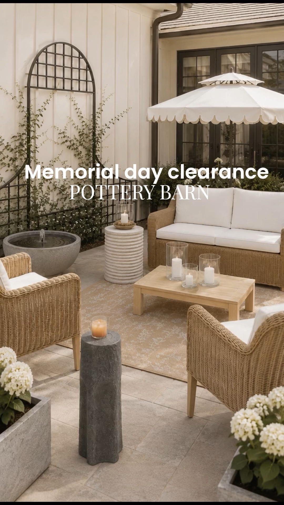 Pottery barn, Memorial Day clearance, outdoor side table, wicker, loveseat, wicker, dining chair, outdoor fountain, side table, teak, coffee, table, hurricane, outdoor accessories, floral rug, jute rug

#LTKHome