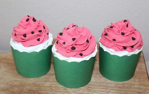 Set of Two Fake Watermelon Cupcakes,  Watermelon Cupcakes, Watermelon tiered tray, Watermelon dé... | Etsy (US)