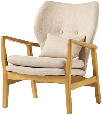 Christopher Knight Home Haddie Wood Frame Club Chair, Beige | Amazon (US)
