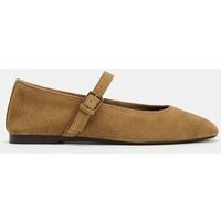 Zara - Split Suede Ballerina Shoes - Dark Tan - 6 - Woman | Zara UK