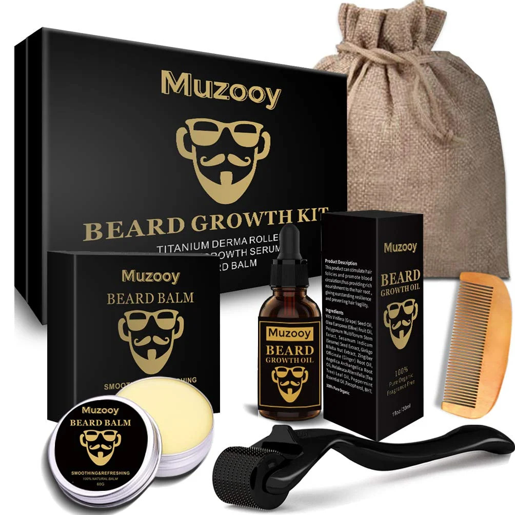 Beard Growth Kit, Beard Growth Oil Serum, Beard Roller for Men - Facial Hair Growth Kit with Bear... | Walmart (US)